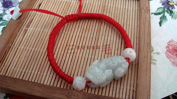 Gió quốc gia dệt tay đỏ dây ngọc bích vòng tay ngọc bích Một hàng hóa ngọc vòng tay vòng chân nữ trang sức - Vòng chân vòng chân