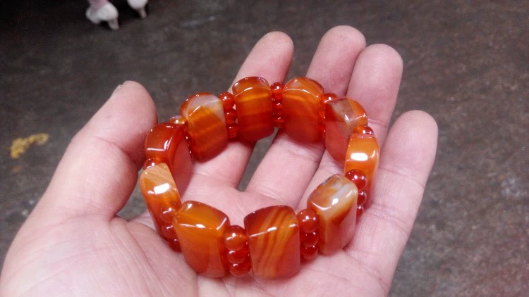 Tự nhiên Brazil Mã Não Đỏ Bracelet Tay Chalcedony Ngọc Hạt Bracelet Bracelet