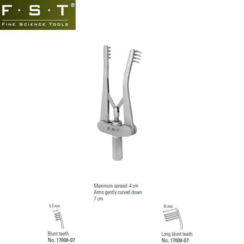 Alm撑开器17008-07 4 x4齿盹头小鼠撑开器 FST动物撑开器17009-07