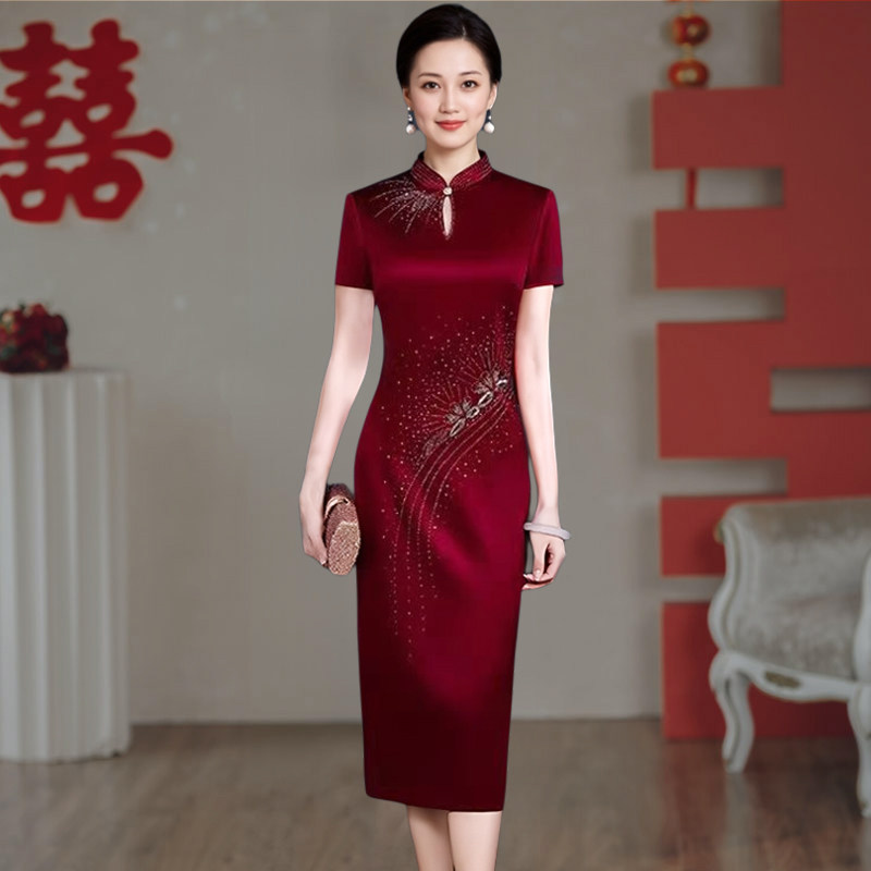 sachin and babi light blue dress Vintage Black & Red Asian Inspired Cheongsam Style Maxi DressSide Slits