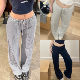 Little Seagull Striped Sports Wide Leg Pants Women's 2026 Spring and Summer Low Waist Loose Drawstring Straight Casual Long Guard Pants