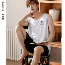 Pajamas men summer cool modal vest youth plus size mens homewear thin sleeveless suit can be worn outside