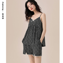 Modale Pajamas Womens Summer Thin sexy V collar Sling Shorts Suit Little Crummy summer cool Home Home Clothes