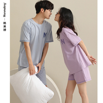 Couples Pajamas 2022 New Summer Cotton Shorts Shorts Home Wear Womens Casual Simple Mens Suit Summer