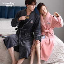 Couples nightgown winter coral fleece Japanese japanese japanese and wind pajamas men autumn winter flannel sexy nightgown homewear ladies
