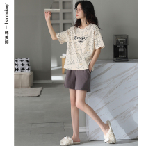 Pajamas Ladies Summer 2022 New Cotton Short Sleeve Shorts Loungewear Summer Thin Plus Size Two-Piece Set