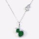 Natural Burmese A-grade jadeite S925 silver inlaid gourd pendant set chain women's green jade pendant gourd = Fulu