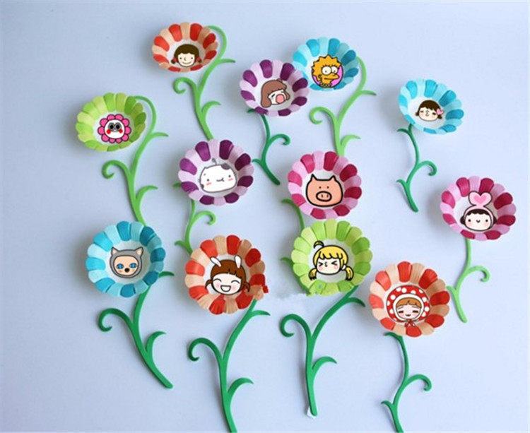 Kindergarten wall decoration Color paper plate flower classroom decoration decoration Creative Meilao diy handmade material bag