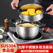 Steam cooker home 304 stainless steel induction cookers Gas cooker with double layer small steam boiler Mini 2 people Multi-functional accessory pan