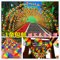 Kindergarten hanging decoration Real estate decoration rain-proof scenic spot colorful windmill string wholesale outdoor plastic pull line color windmill