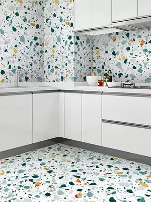 Makeup room waterproof sticker self-adhesive wall sticker ground terrazzo tile sticker paper non-slip floor sticker kitchen oil-proof sticker