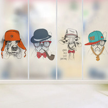 Cartoon animal electrostatic with glue frosted translucent glass film childrens bathroom door and window grille sticker sticker art