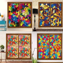 European-style colored glass stickers Electrostatic glass film Bathroom glass stickers shading doors and windows grille paper can be customized