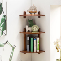 Home wall corner corner corner bookshelf Simple corner triangle shelf Single double bamboo and wood frame MR07