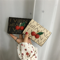 Small wallet womens short 2021 new Japanese and Korean cute student small wallet personality printing multi-card coin purse