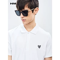 HIM uomo / Han Chong nam 2019 hè mới thêu ve áo ngắn tay áo thun nam giản dị - Polo áo phông polo nam