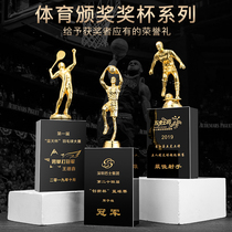 Basketball football badminton tennis MVP competition sports creative crystal metal trophy lettering large custom