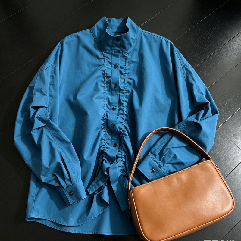 Dapinzijia French-Style Vintage Loose Slimming Design Drawstring Long-Sleeve Shirt 6072 Dapinzijia French-Style Vintage Loose Slimming Design Drawstring Long-Sleeve Shirt 6072