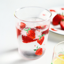 Flower kitchen stunner creative strawberry glass breakfast cup Nordic style household heat-resistant juice milk cup cold drink cup Water cup