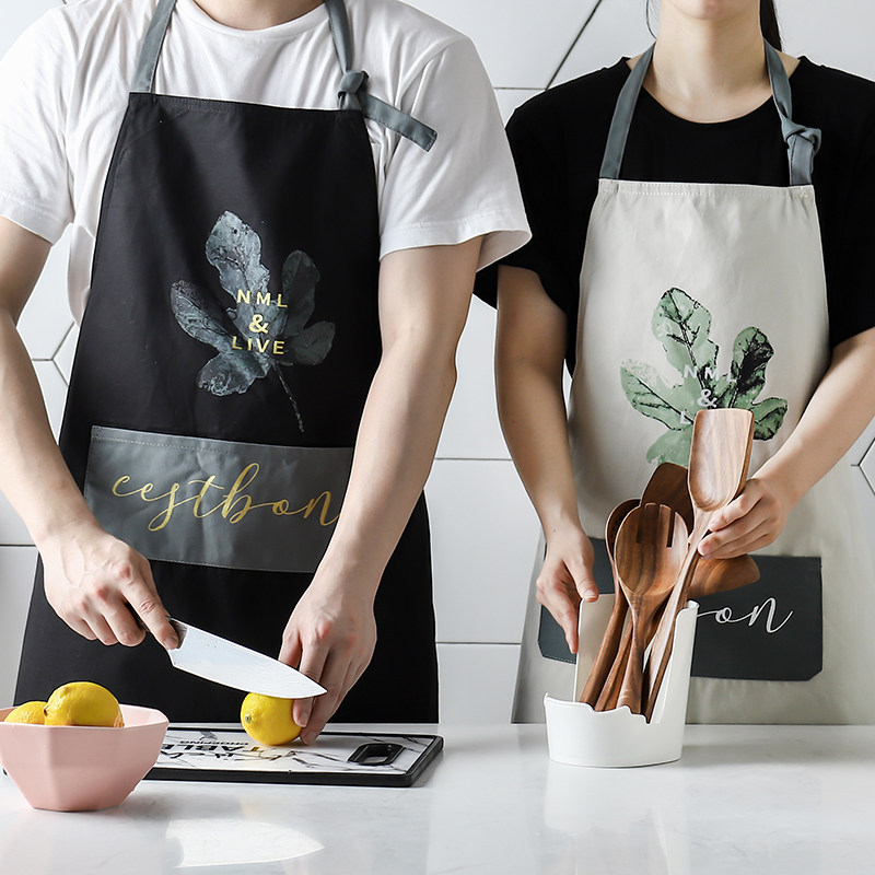 Pure cotton apron Nordic housekitchen waterproof lady fashionable waterproof work suit around the waist cooking apron