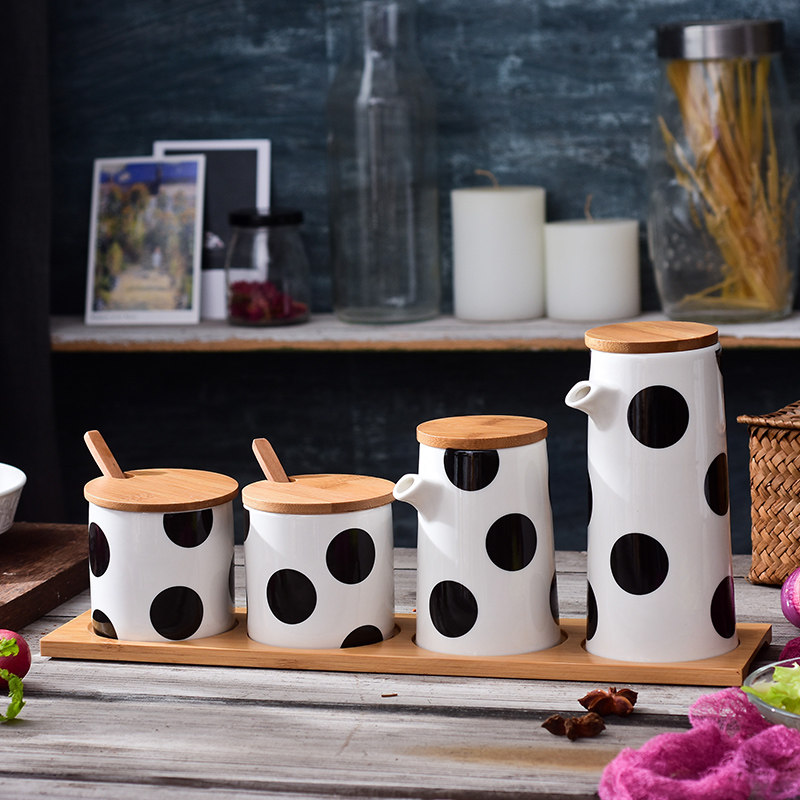 Nordic Uproar Dot ceramic seasoning jar Seasoning Jar Suit Combined Seasoning Box Seasonings Bottle home Kitchen Accessories