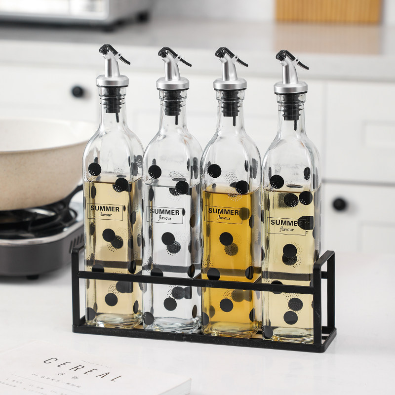 Nordic kitchen glass bottle household with large anti-leakage kettle vinegar bottle sets for cage