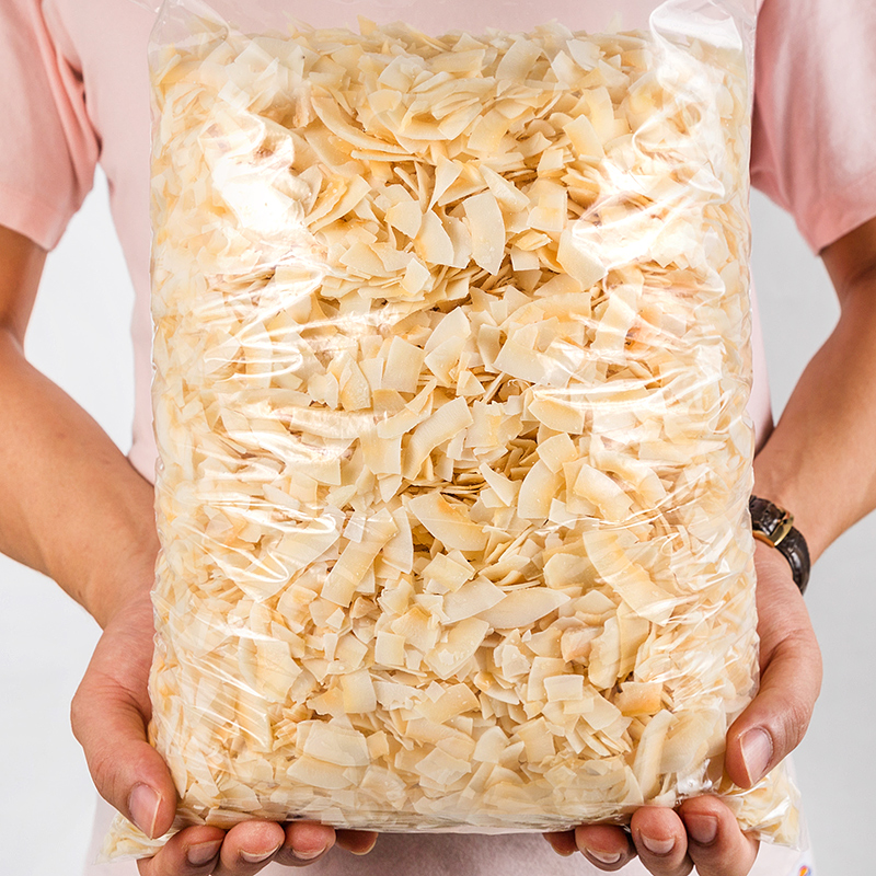 Hainan Coconut Slice Crisp 500g original flavor ready-to-use baked coconut meat dried thin and crisp coconut fruit simply block coconut horns