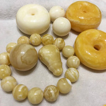Natural raw ore Russian material chicken oil yellow flower white beeswax bracelet pendant Buddhist bead tower chain ring safety buckle raw stone ornaments