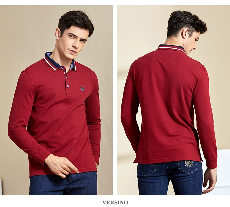 Fan Si Nuo 2018 mùa thu mới áo thun dài tay nam cotton ve áo mỏng màu xanh lá cây trung niên kinh doanh áo sơ mi POLO áo polo nam đẹp