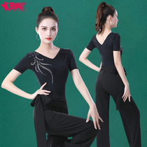 New Latin dance tops brand modern dance jitterbug dance costumes ballroom dance tops short-sleeved summer