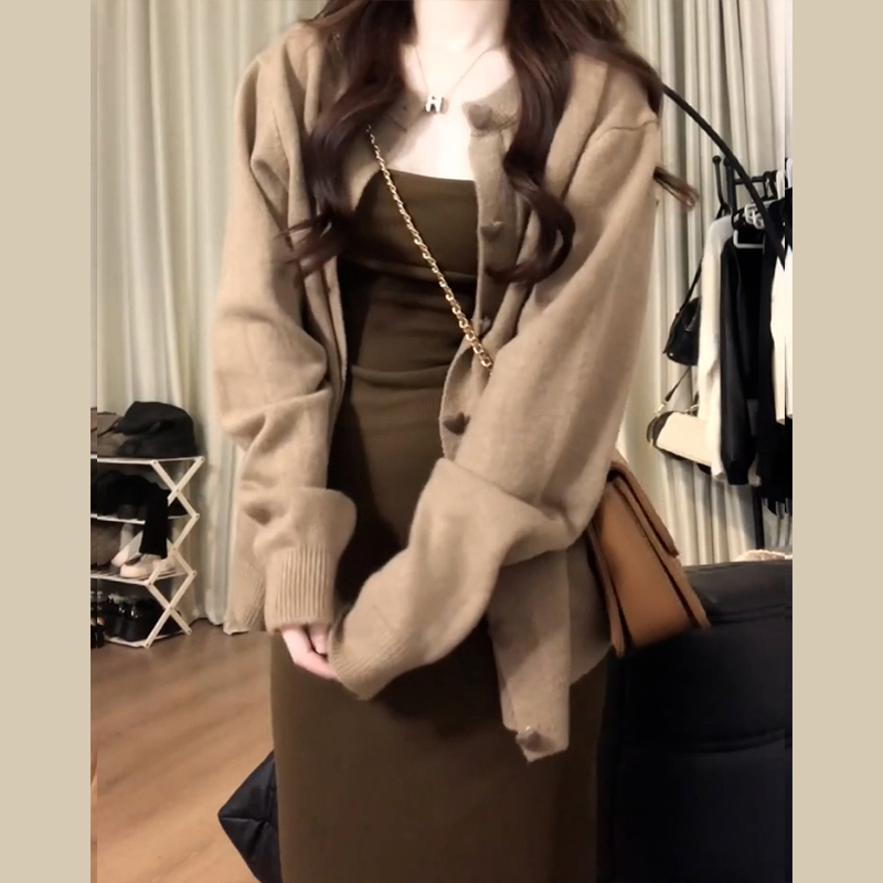 High-End Loose Sweater for Women, Early Spring 2026 New Style, Knitted Dress Set, Complete Autumn Outfit Dress