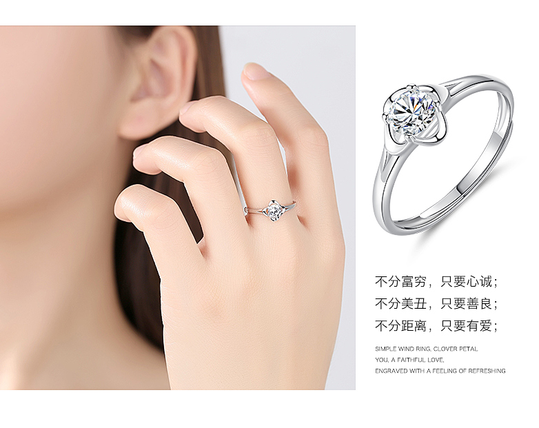 Đơn giản bốn lá clover 999 sterling silver ring nữ cá tính Nhật Bản và Hàn Quốc phiên bản của sinh viên thủy triều người chân bạc vòng thực phẩm mở mạng đỏ