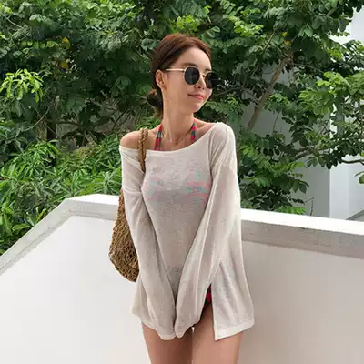 Bikini blouse single loose seaside knitted swimsuit outside swimming hot spring beach sunscreen coat