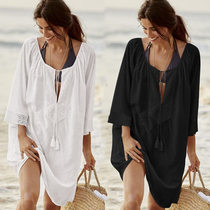 Bikini blouse Women summer seaside vacation large size loose swimsuit outside Open hot spring beach sunscreen coat