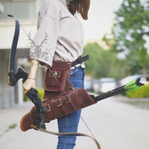 (Chain yoke)beauty hunting quiver Traditional leather handmade quiver Quiver quiver quiver pot Waist cross-back dual-use