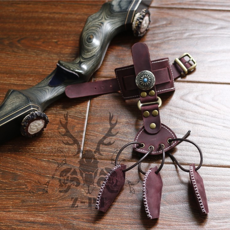 Archery finger guard archery beauty hunting finger guard leather three-finger cover hard leather thick leather strong hand guard handmade leather goods