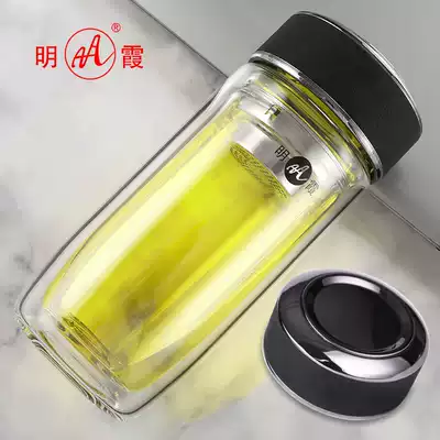 Mingxia small bottom double-layer glass goose egg cup Cup commercial men's heat-resistant advertising gift Cup custom printing