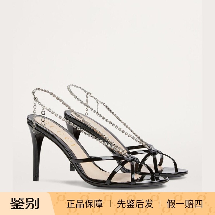 Brand New Genuine Gucci Heloise Chain Patent Leather Sandals Stiletto High Heels for Women 794313 Brand New Genuine Gucci Heloise Chain Patent Leather Sandals Stiletto High Heels for Women 794313