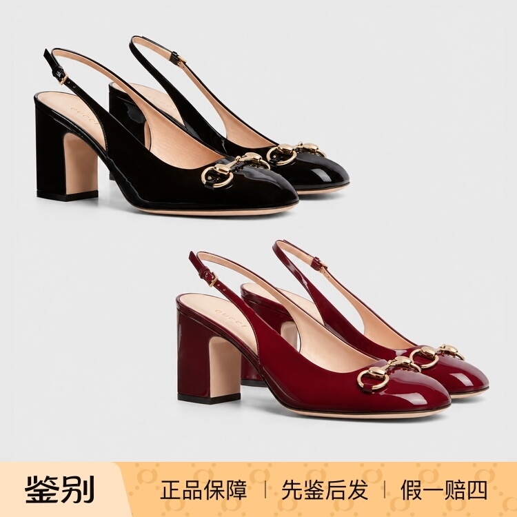 Authentic Gucci Horsebit Patent Leather Horsebit Buckle Thick Heel High Heels Sandals Mules for Women 794324 Authentic Gucci Horsebit Patent Leather Horsebit Buckle Thick Heel High Heels Sandals Mules for Women 794324