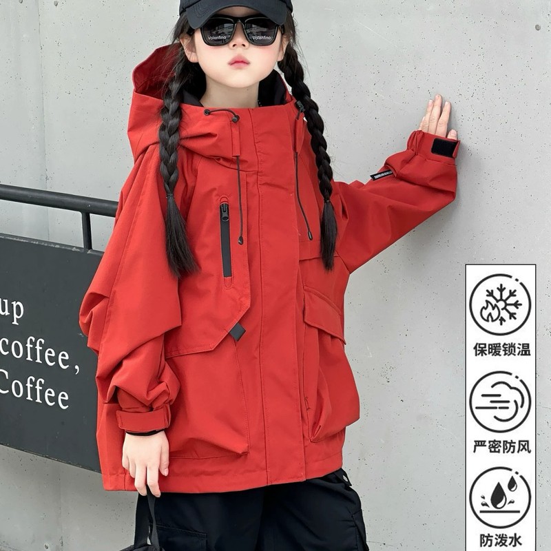 Girls' Jacket, Spring and Autumn 2025 New Style, Trendy Internet Celebrity Windbreaker, Cool and Stylish, for Older Children, Spring Hooded Top