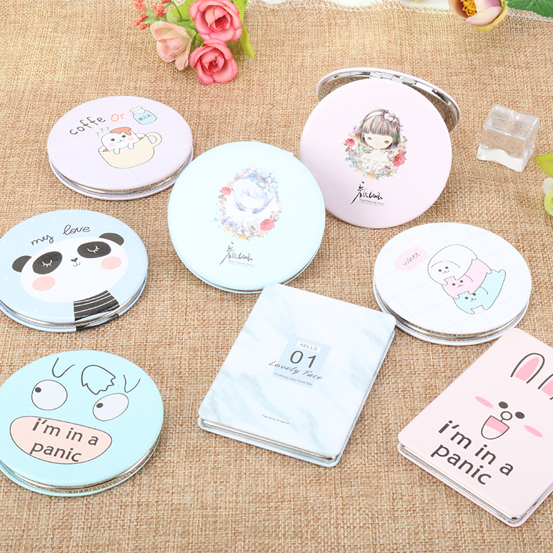 Korea Creative Carry-on Makeup Mirror Woman Portable Fold small mirror Makeup Cosmetic Mirror Little Fresher Student Mini Double Mirror