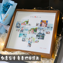  Photo custom gift Valentines Day Birthday gift for boyfriend and girlfriend diy photo frame couple one-year anniversary long-distance love