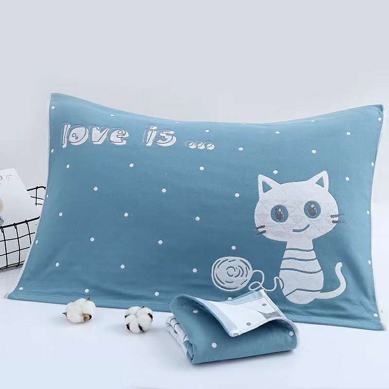 Cặp gạc bông nghệ thuật đôi sinh viên người lớn bốn mùa thoáng khí đôi mềm mại và thoải mái để tăng khăn gối ba lớp vỏ ga gối