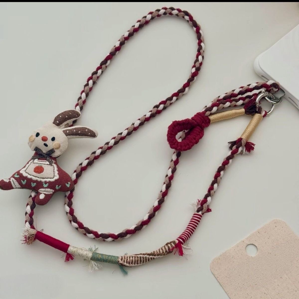 New Sweet Berry Jam Rabbit Phone Charm Neckband Keychain Cute Adjustable Phone Chain Crossbody