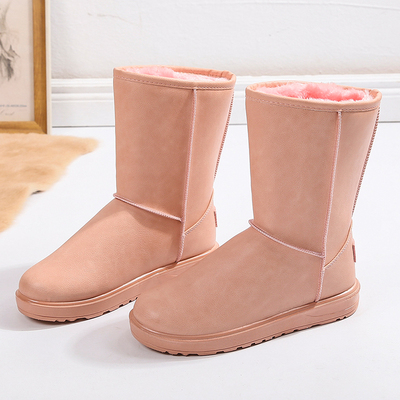 冬新款加绒雪地靴女中筒防水防滑加厚