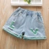 Quần short denim bé gái, kiểu mới mùa hè, kiểu tây, đồ bộ trẻ em lớn, đồ trẻ em phối đồ trẻ em, xu hướng quần tất mỏng - Quần Quần