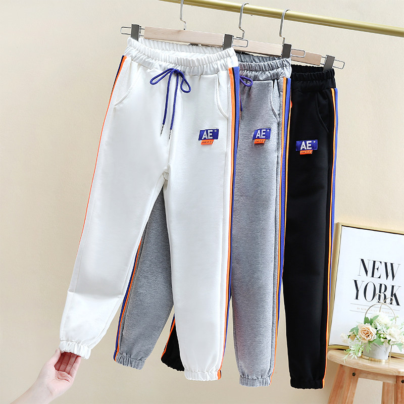 Girls' sweatpants spring thin 2022 new style outside wearing medium and large children's bathroom pants foreign atmosphere children's casual pants spring and autumn