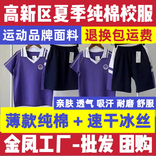 大连市高新园区小学夏季速干冰丝/纯棉校服短袖短裤裙子套装男女