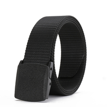 Black outdoor nylon belt youth canvas belt men Korean belt woven quick-drying smooth buckle leisure sports