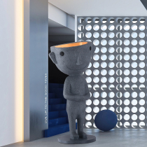 Modern humanoid sculpture floor ornaments clubhouse living room glass fiber reinforced plastic abstract art decoration floor lamp